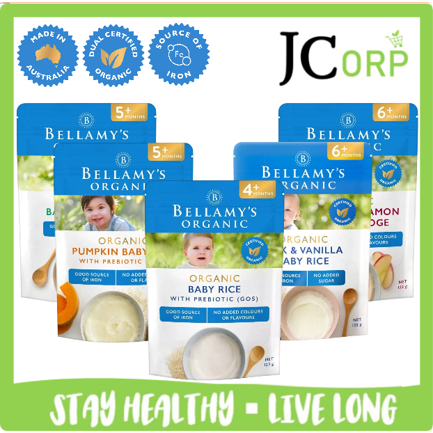 Bellamy's Organic Baby Rice Cereal w Prebiotic / Porridge / Milk ...