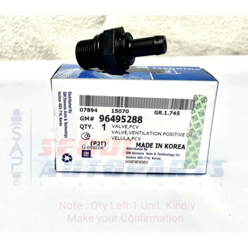 VALVE PCV Valve Cover Assy = Chevrolet Optra & Estate 1.6 / Optra Magnum 1.8 / Aveo 1.4