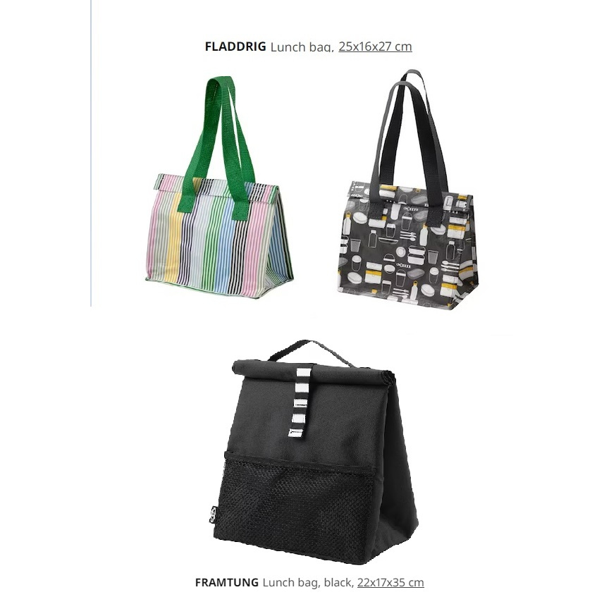 IKEA FLADDRIG FRAMTUNG Lunch Bag Snacks Mugs Beg Beg Makan Tengah