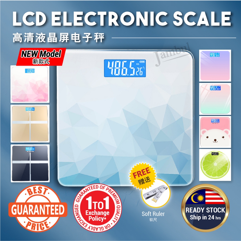 USB Digital Body Weight Scale Electronic Bathroom Glass Penimbang Berat ...