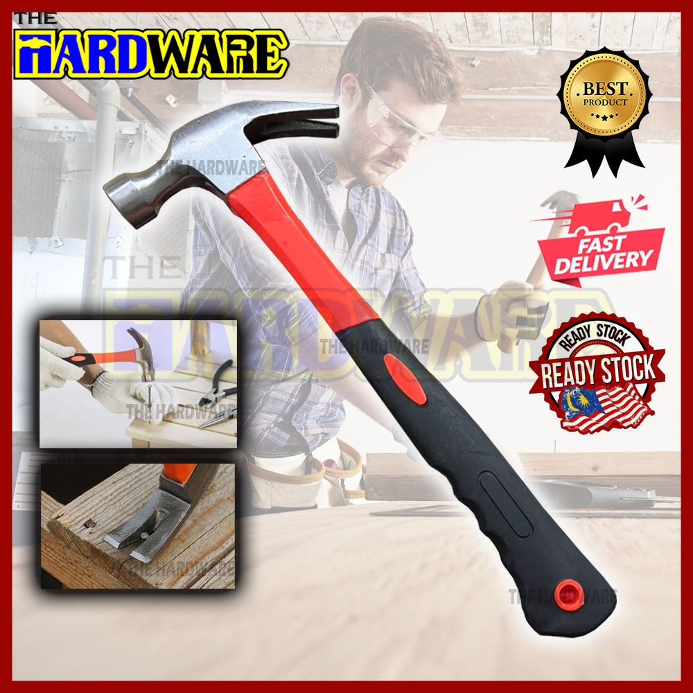 🔥Ready Stock🔥27mm Fibre Handle Claw Hammer Steel Claw Hammer 16oz/Tukul