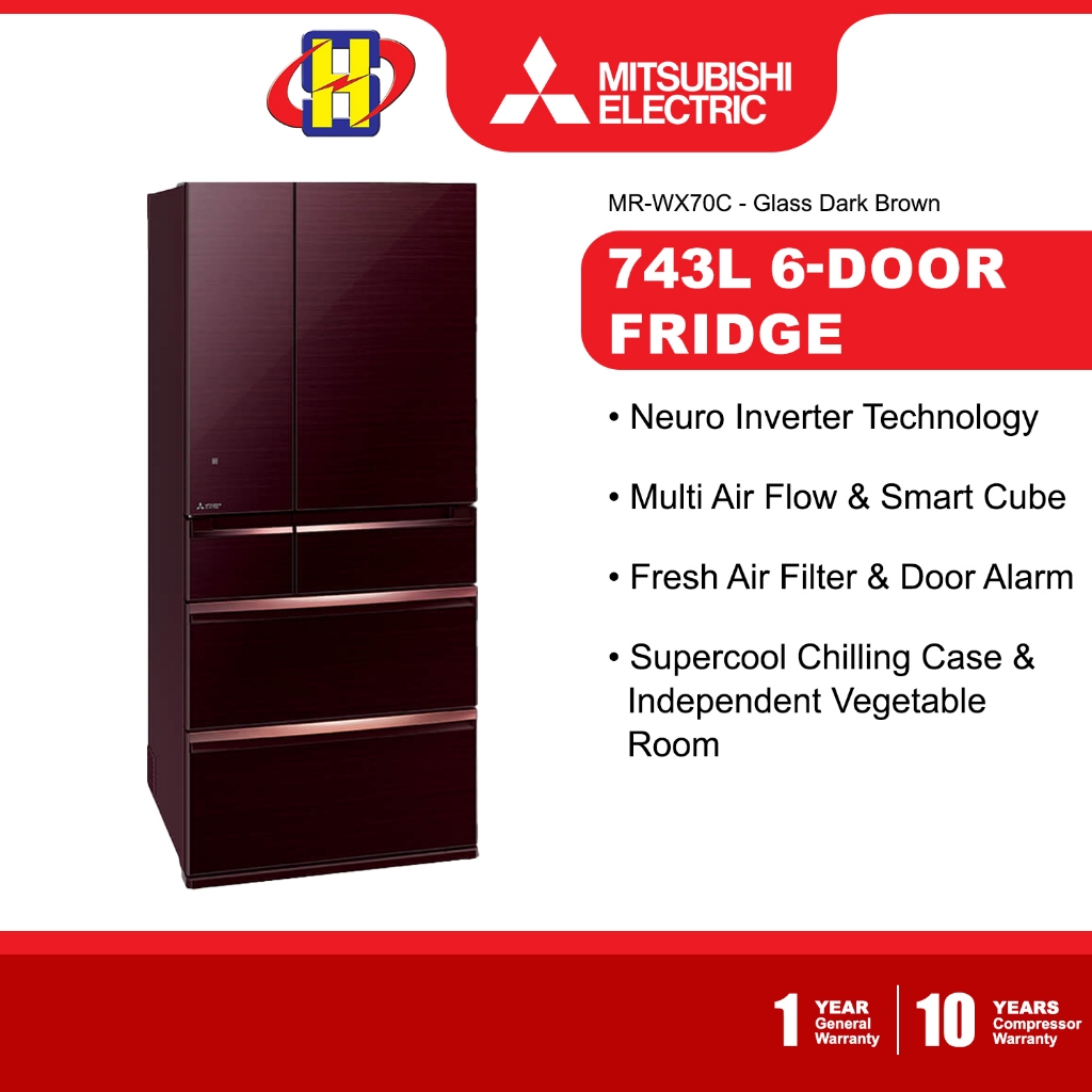 Mitsubishi glass deals door fridge