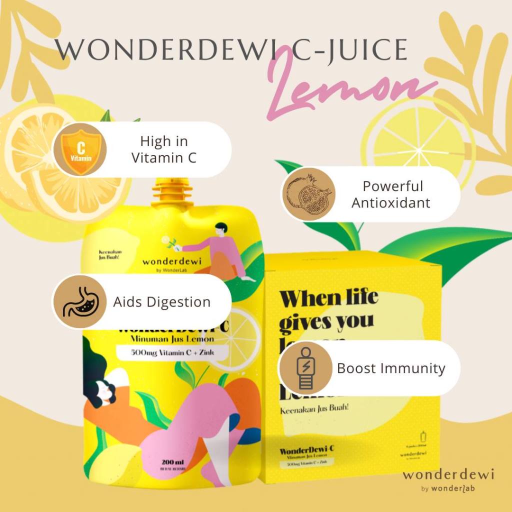 WONDERDEWI Vitamin C Juice Lemon & Delima + Apple (Buah Asli) Shopee