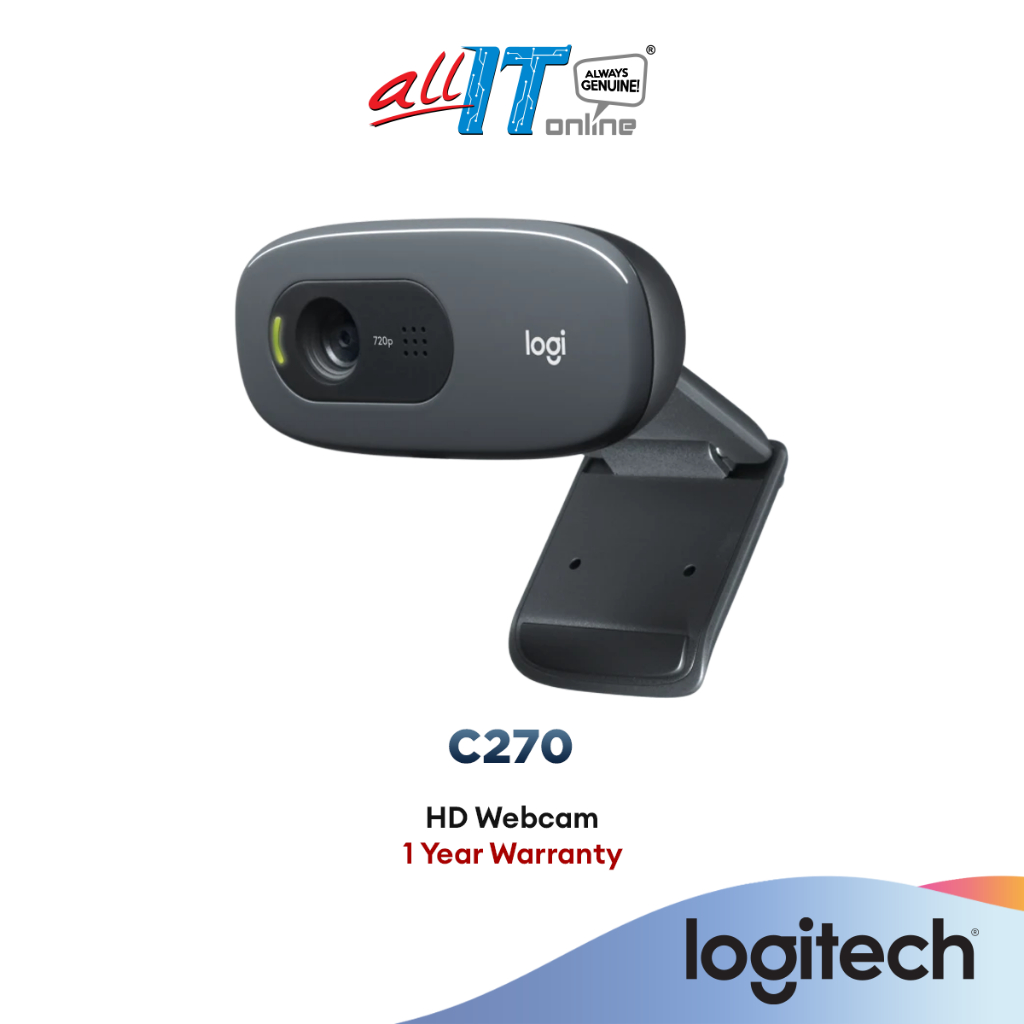 Logitech C270 HD Webcam, HD 720p, Widescreen HD Video Calling, HD