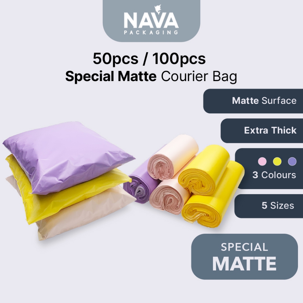 50/100PCS NAVA Packaging Matte Parcel Bag Extra Thick Colour Flyer