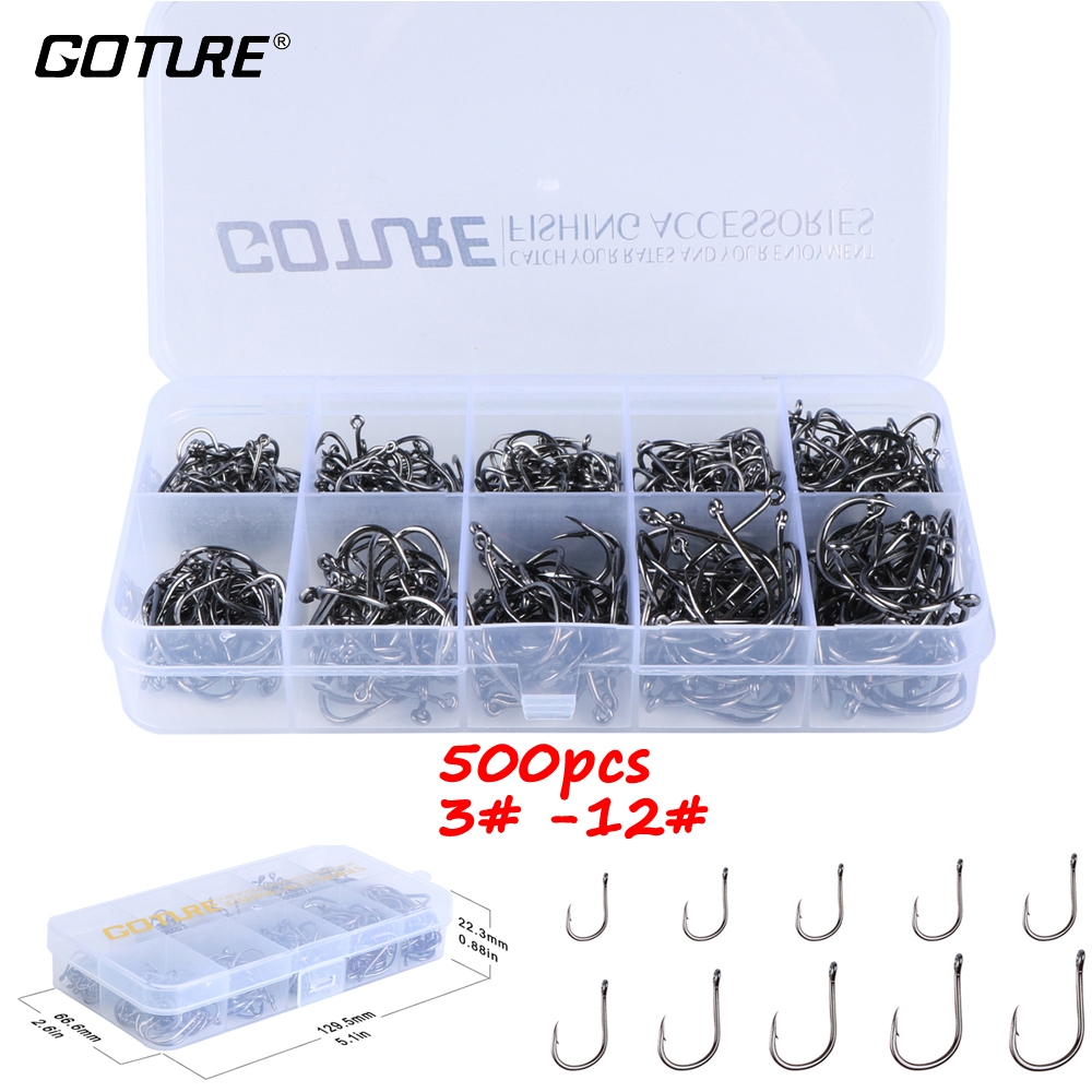 Lot De 100 Hameçons Pêche Carbon Steel - Tailles 3 à 12 - Neuf