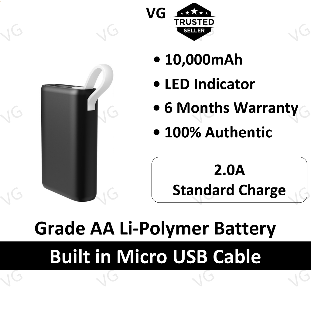 XO PR113 Premium Pocket Size Power Bank with Cable Strap (Micro