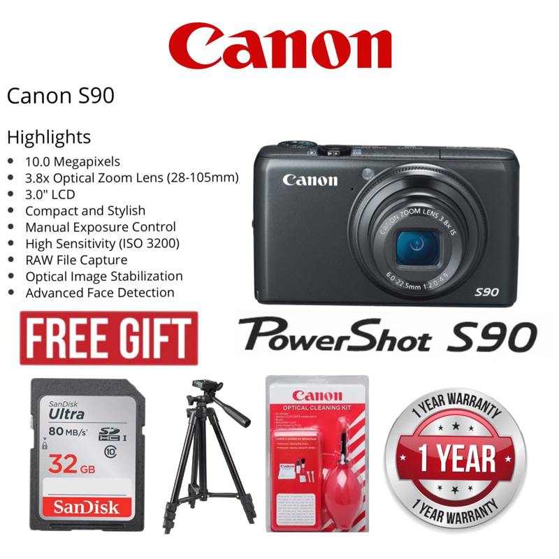 Canon Powershot S90 RAW FILE CAPTURE QUALITY OPTICAL IMAGES