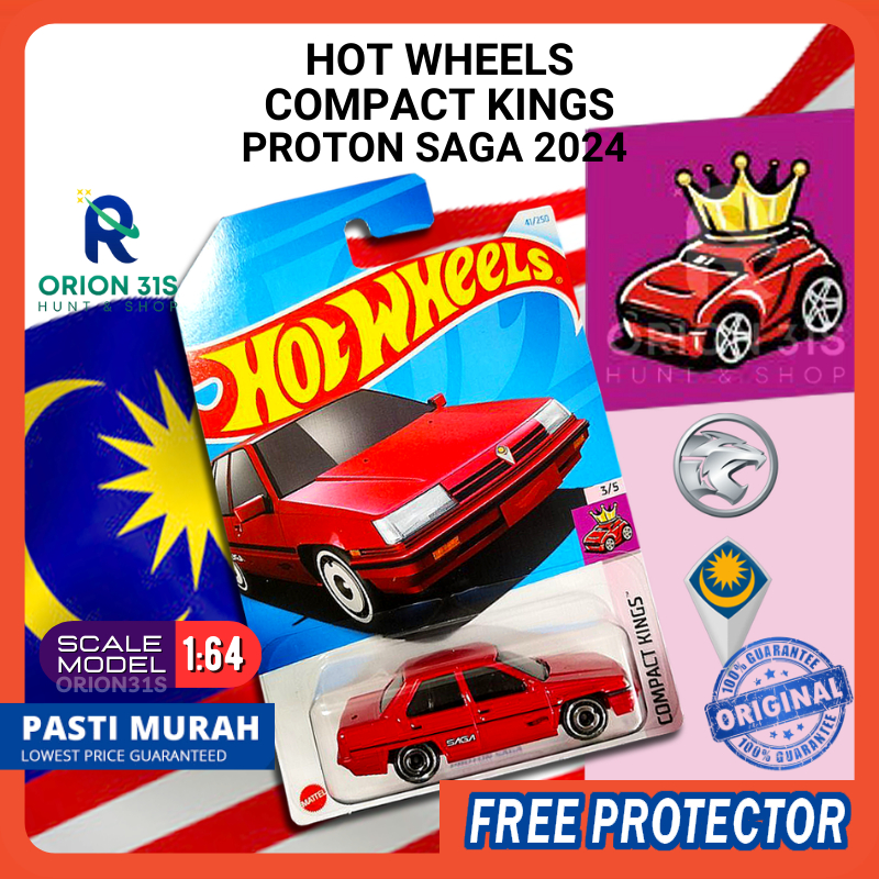Hot Wheels 164 Compact Kings 2024 Proton Saga Red Included Protector Mainline Original Diecast 4513