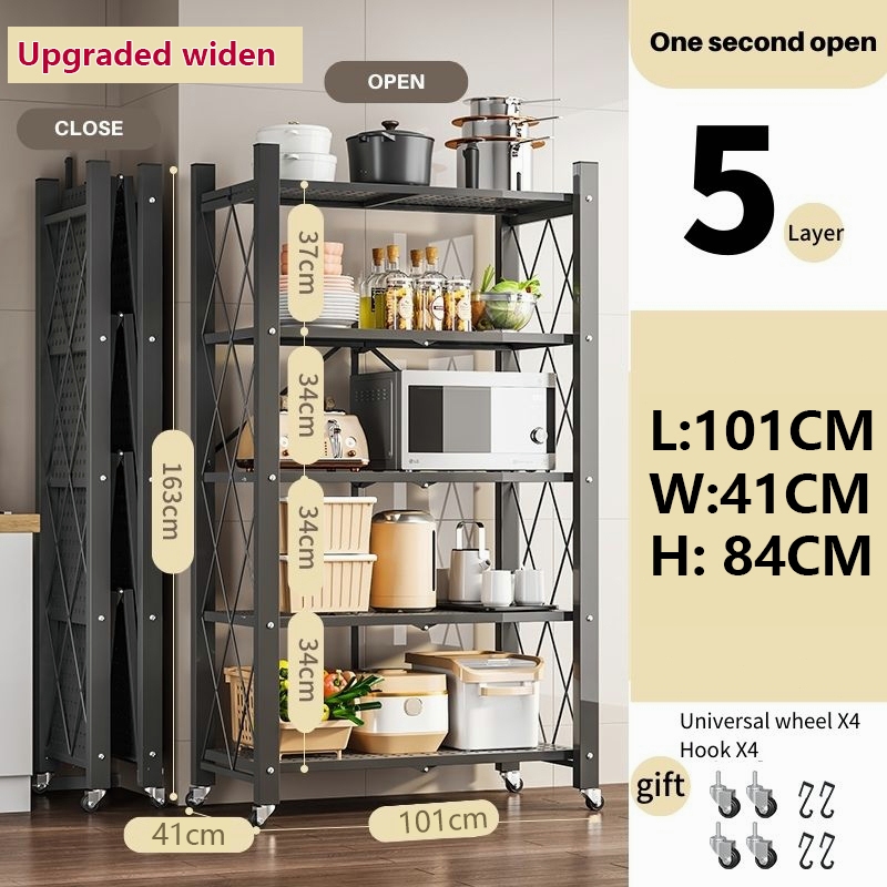 SHEEPER 3/4/5Layers Kitchen Cabinet Kitchen Rack Kitchen Organizer Shelf  with Wheels Steel Rack Shelves Racks