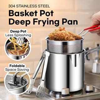 Mini Deep Frying Pot 304 Stainless Steel Kitchen Fryer With Strainer  Tempura Fryer Pan Chicken Fried Chicken Cooking Tools