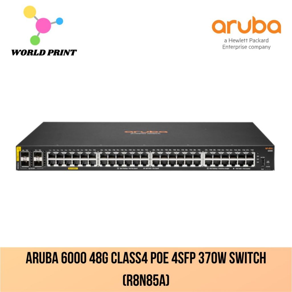 Aruba 6000 48G Class4 PoE 4SFP 370W Switch 48x ports 10/100/1000BASE-T ...