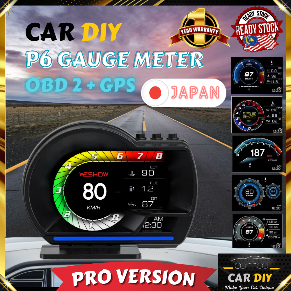 🇲🇾PRO Version‼️ P6 OBD OBD2 Gauge Meter GPS Digital Scanner Alarm Speed ...