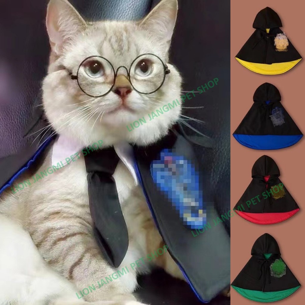 Wizard Costume Cape & Neck Tie - Cat Hat Topi Kucing Pet Collar Scarf ...