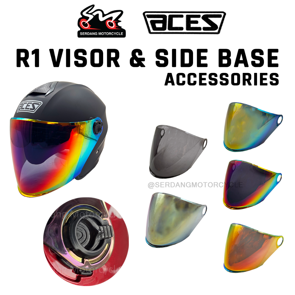 ACES R1 Smoke Rainbow Visor Cermin Visor Side Base Helmet | Shopee Malaysia