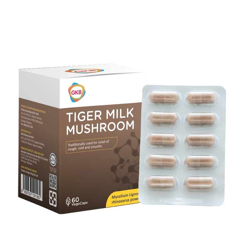 GKB Tiger Milk Mushroom 60 Vegecaps (Relief of Cough, Cold & Sinusitis
