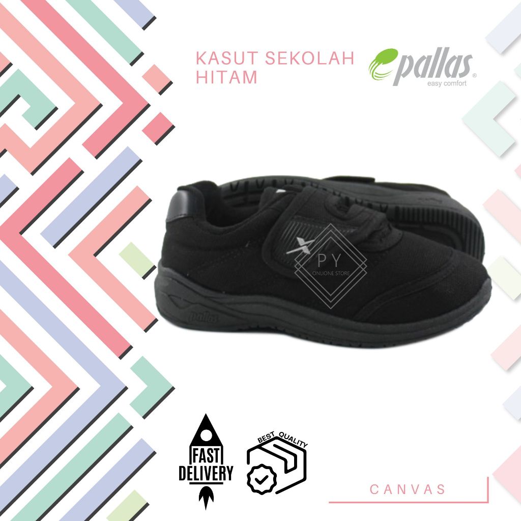 Original Jenama Pallas Kasut Sekolah Hitam 1 Lekat Px25 107bk Px37