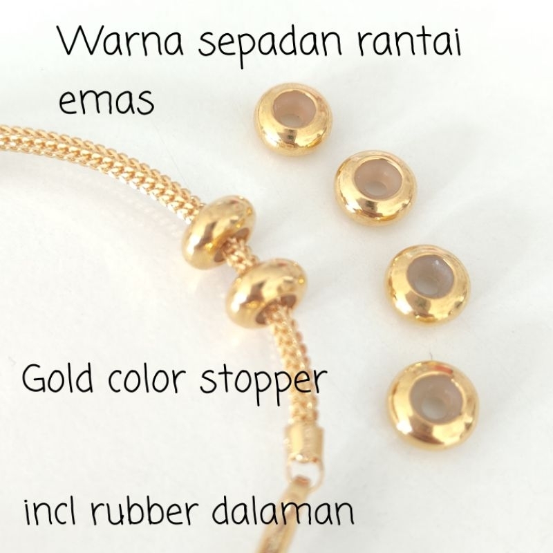 Gold color stopper spacer sesuai rantai emas bracelet bangle charm ...