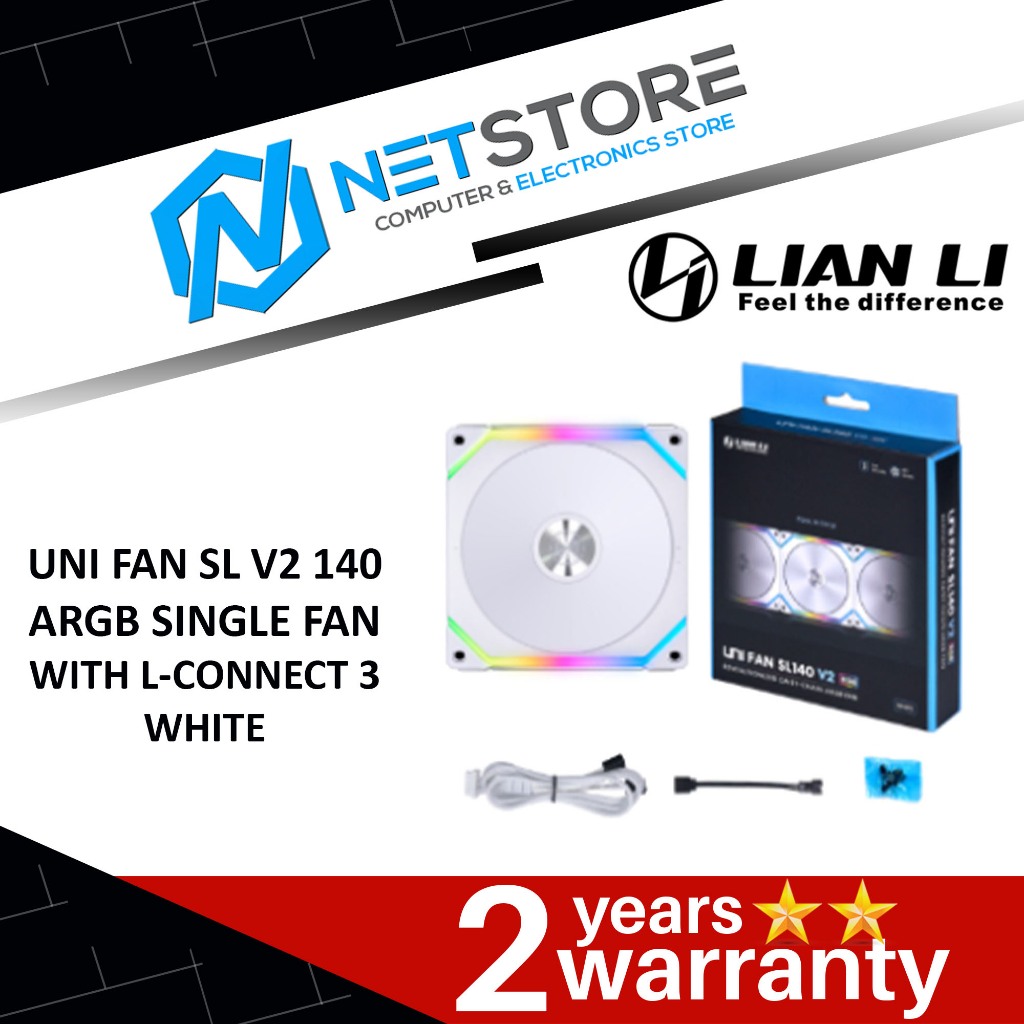 LIAN LI UNI FAN SL V2 140 ARGB SINGLE FAN WITH L-CONNECT 3 - WHITE ...