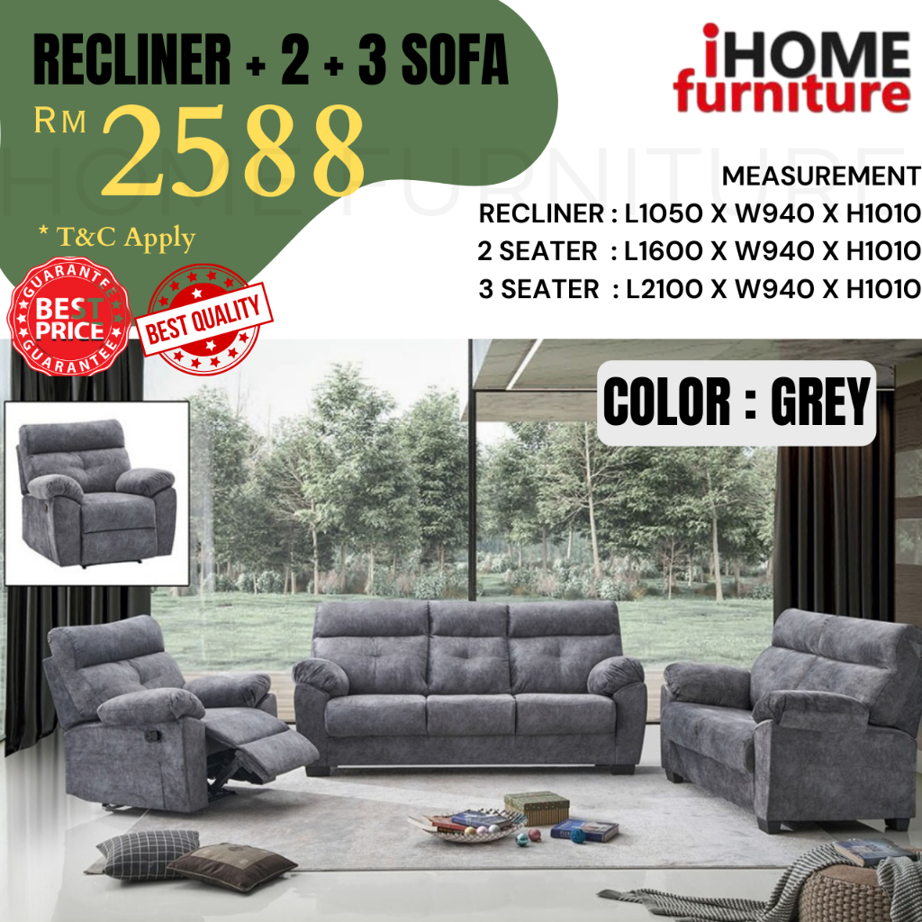 iHOME FURNITURE SABAH 🔥READY STOCK🔥PREMIUM RECLINER + 2 + 3 SEATER SOFA