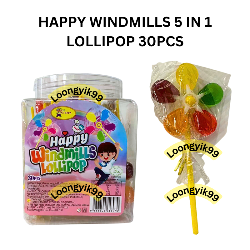 HAPPY WINDMILLS 5 IN 1 LOLLIPOP 30PCS | Shopee Malaysia