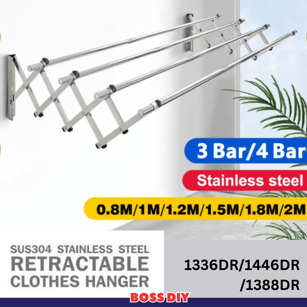 Anti Rust Stainless Steel Wall-Mount Retractable Drying Rack Ampaian ...