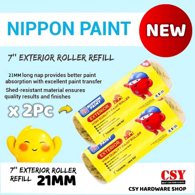 NIPPON PAINT 7'' Exterior Roller Refill x 2pcs 21mm | Shopee Malaysia