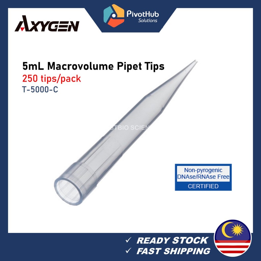 AXYGEN 5ML Pipette Tips Macrovolume Pipet Tips, Clear, Graduated, Bulk