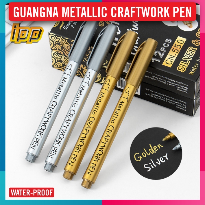 GN Metallic Craftwork Paint Marker Gold & Sliver 1.5mm Writing Width ...