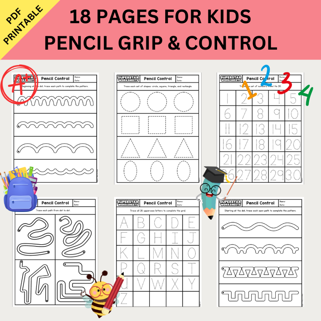 PDF | Pencil Control Sheet For Kids | 18 Pages | Educational Activity ...