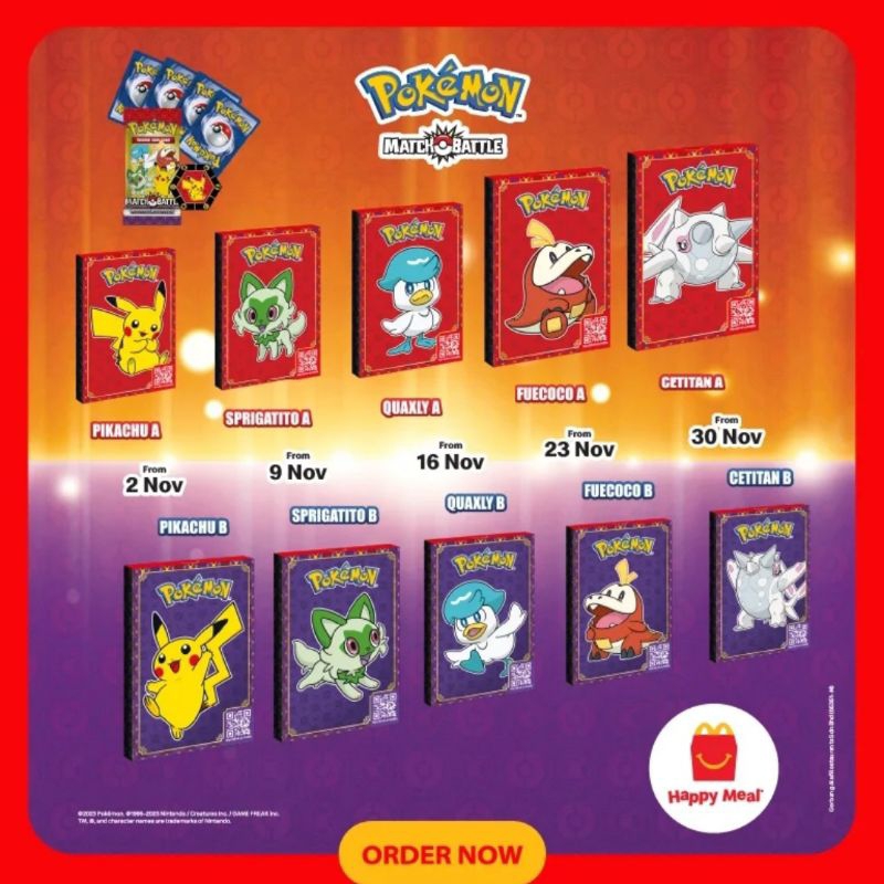 Mcdonald's Mcd Mekdi Happy Meal Pokémon Match Battle Card Collection