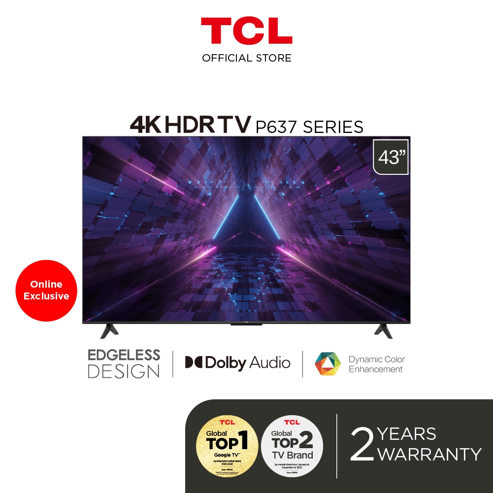 TCL 43" 4K HDR Google TV 43P637 with Micro dimming, Dynamic Colour ...