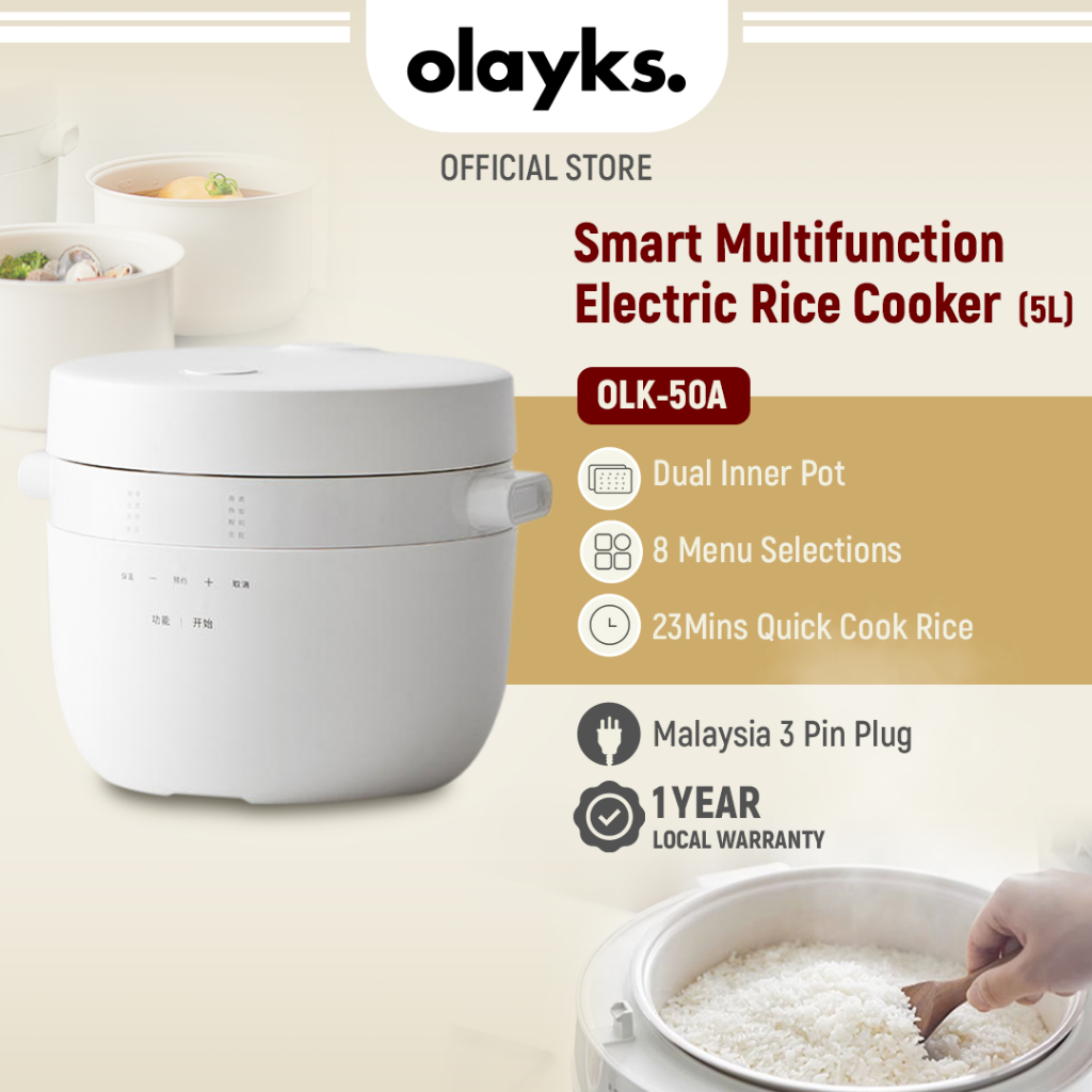 Olayks 5L Smart Multifunction Electric Rice Cooker With Double Inner ...