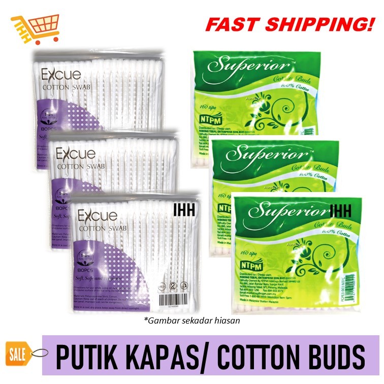 [Whole Malaysia] Putik Kapas Cotton Buds Cotton Swab 80 pcs (160 Tips ...