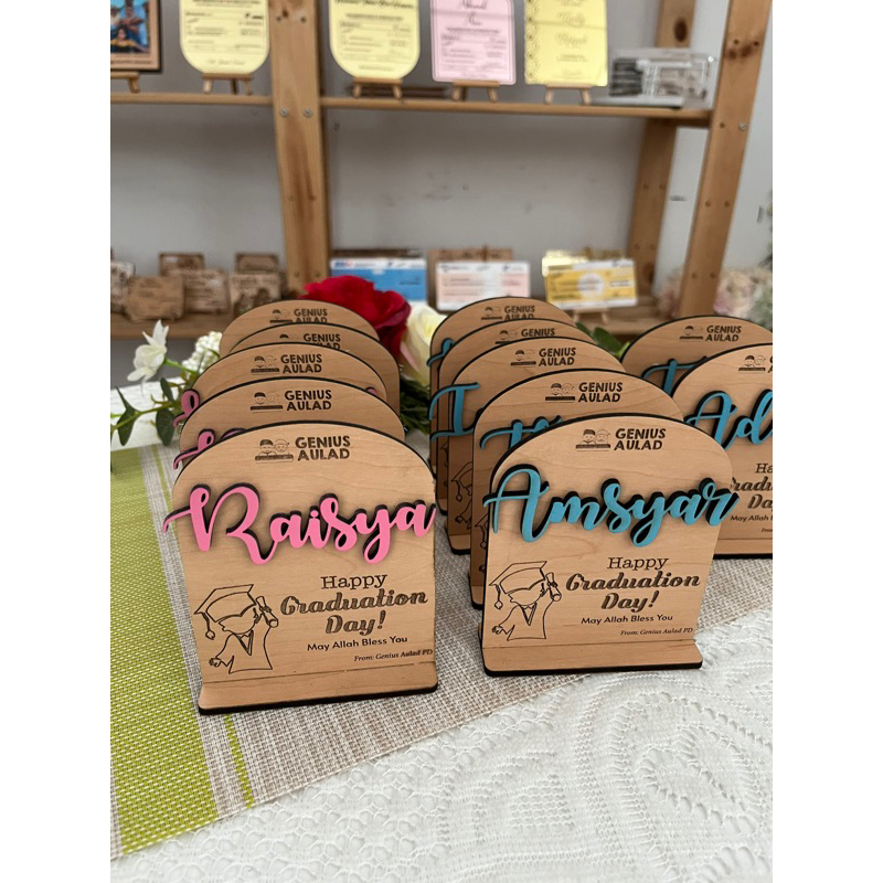 Mini Wooden Board (3D Name) + stand | Shopee Malaysia