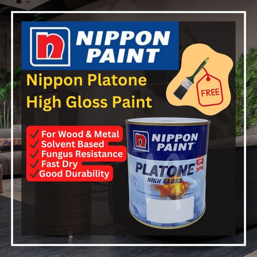 [Ready Stock] 1 LITER Nippon Platone High Gloss (Wood & Metal Paint) / Oilbased Paint / Cat