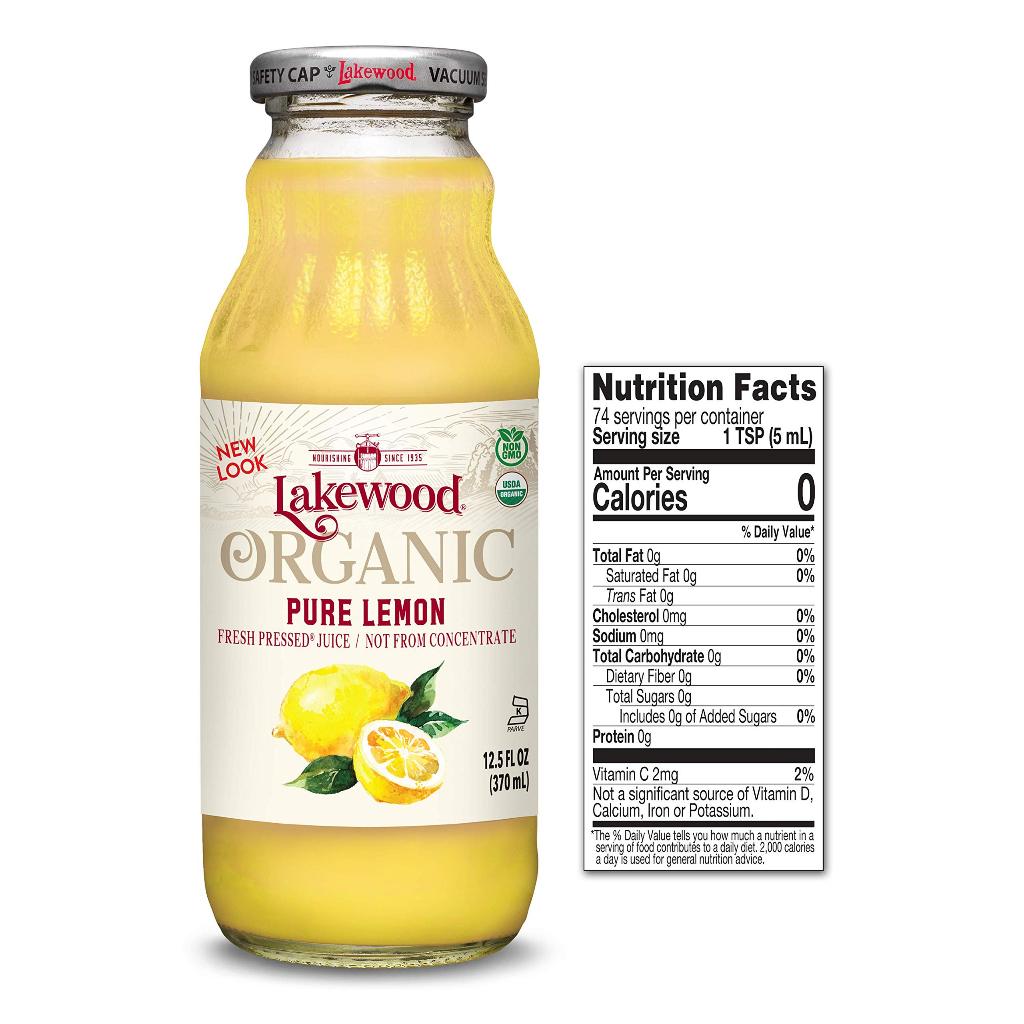 LAKEWOOD Organic Pure Lemon Juice 12.5OZ/370ML Exp 2026 100% Pure Lemon ...