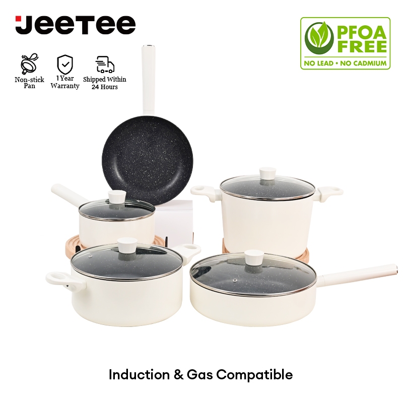 JEETEE Nonstick Pan, Nonstick Stone Frying Pan, Nonstick Omelette Skillet  with Soft Touch Handle, 3-Piece Cookware Set Induction Compatible -8
