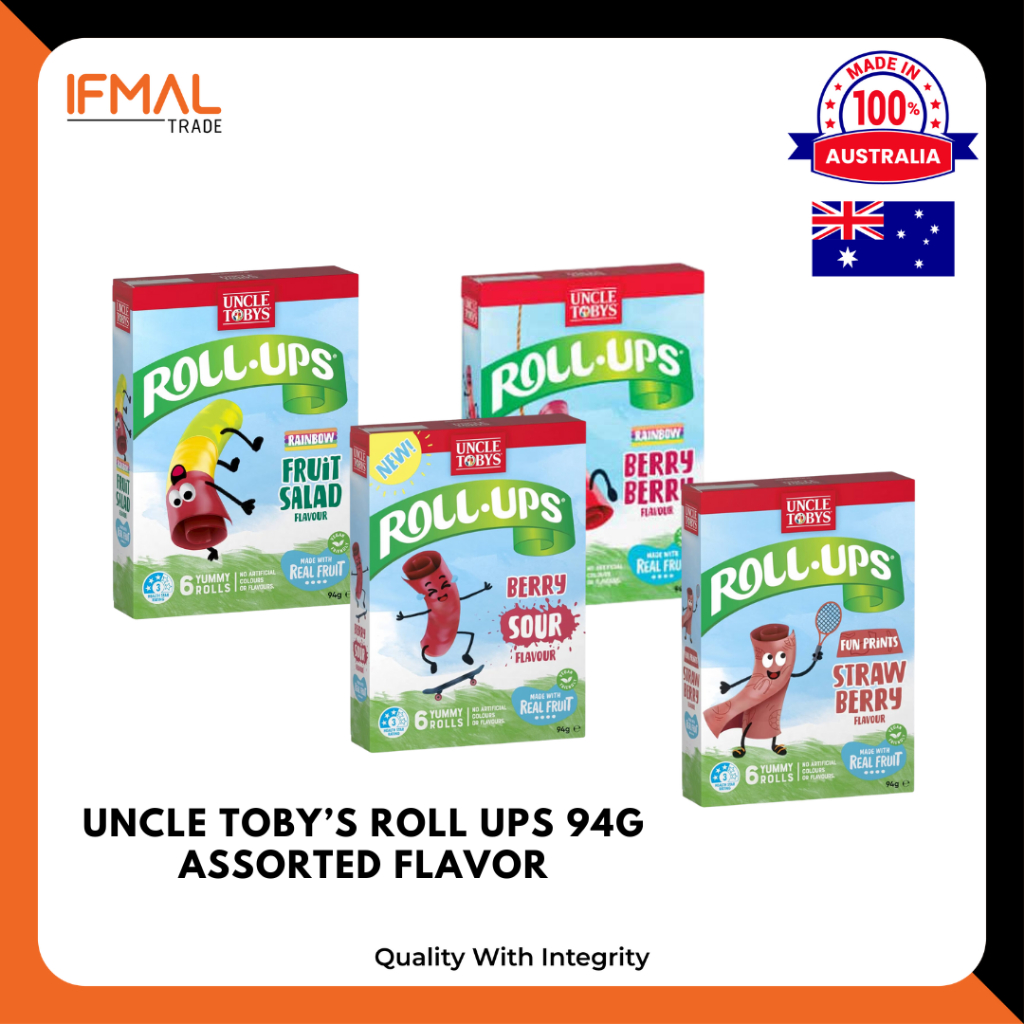Uncle Tobys Roll Ups 6 rolls 94g Strawberry Berry Berry Fruit