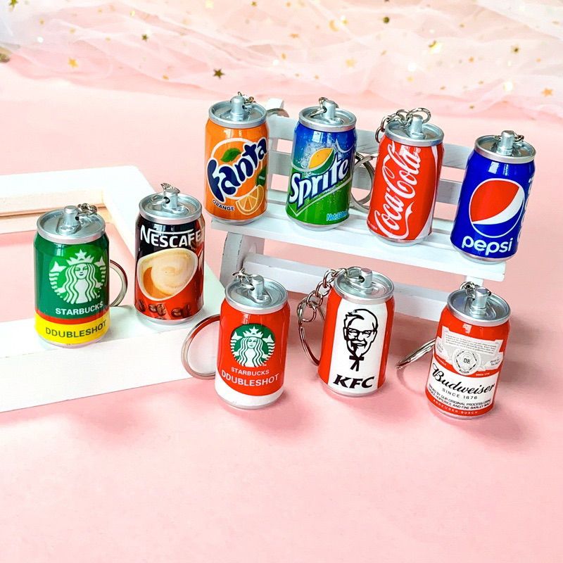 [Ready Stock] 3D Soft Drink PVC Keychain Starbucks Fanta KFC Nescafe ...