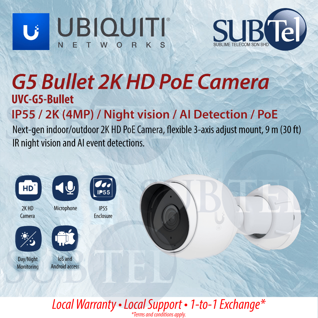 Ubiquiti G5 Bullet UVC-G5-Bullet 2K PoE CCTV Camera Outdoor IP55 With ...