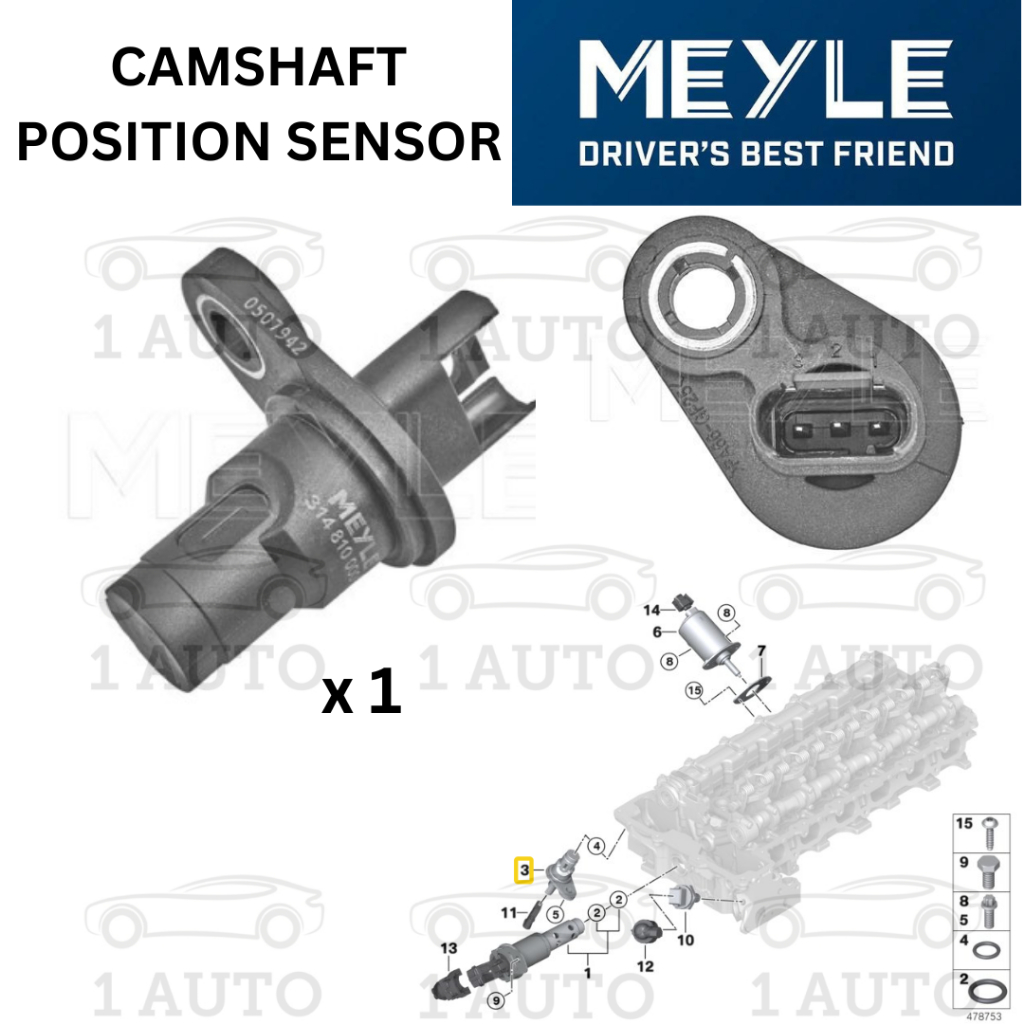 MEYLE GERMANY CAMSHAFT POSITION SENSOR BMW E87 E90 E92 F30 F32 F34 E60 F07 F10 E63 E64 E65 E66