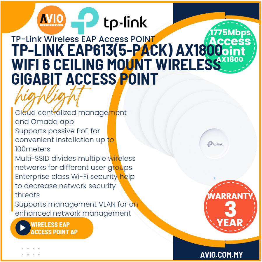 TP-LINK AX1800 Ceiling Mount WiFi 6 Access Point Dual Band 2.4GHz 5GHz ...