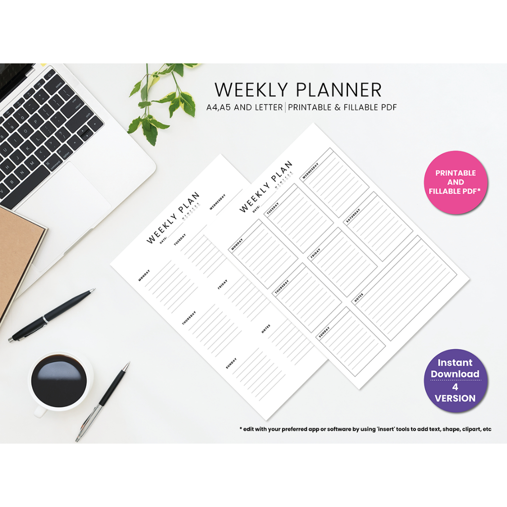 Minimalist Weekly Planner Printable - A4/A5/Letter- To Do List ...