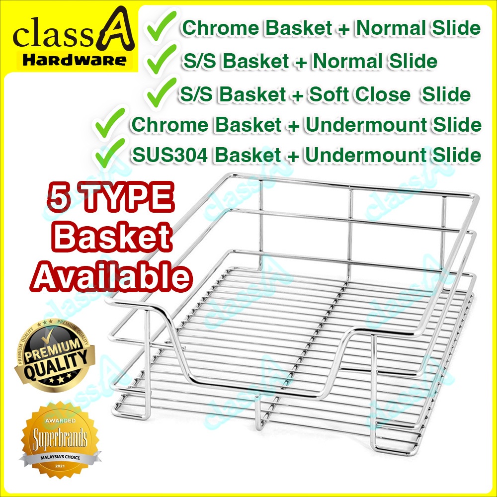 ClassAHW Chrome Stainless Steel Kitchen Pull Out Basket Multi Purpose Kitchen Storage