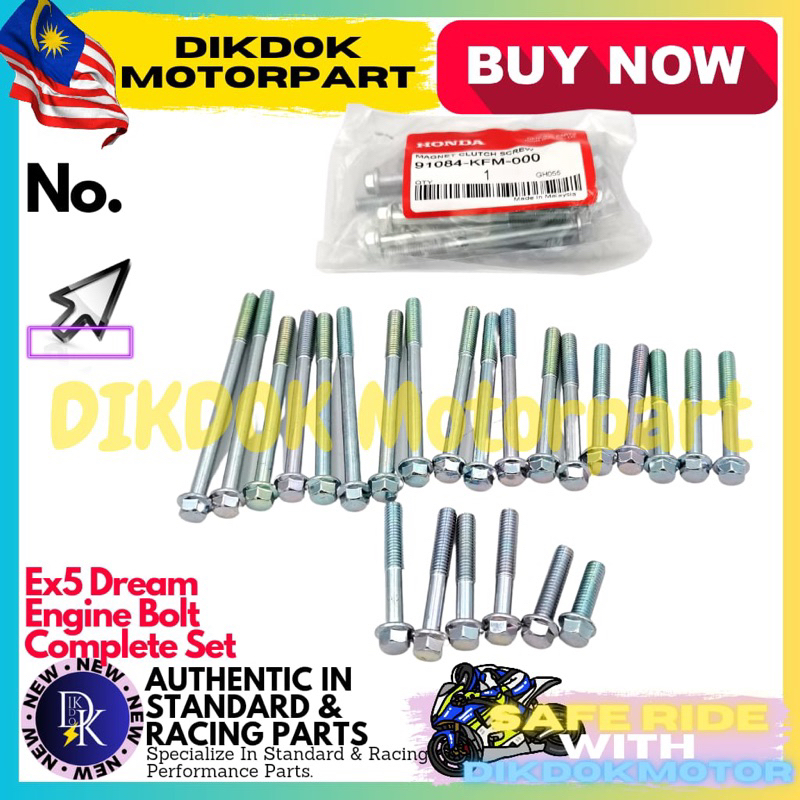 DIKDOK MOTORPART Ex5 Dream / W100 Engine screw complete Full Set ...