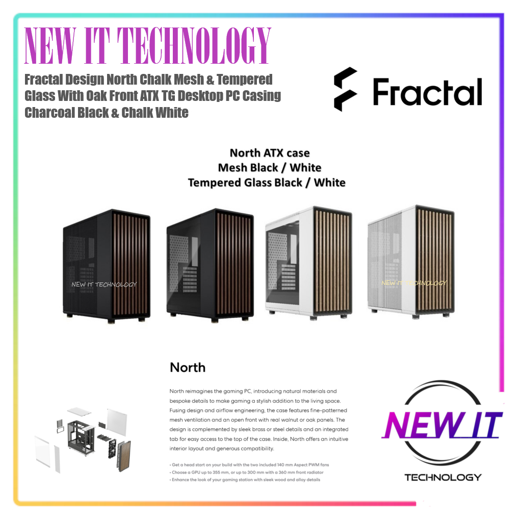 Fractal Design North XL Chalk Mesh & Tempered Glass With Oak Front EATX ...