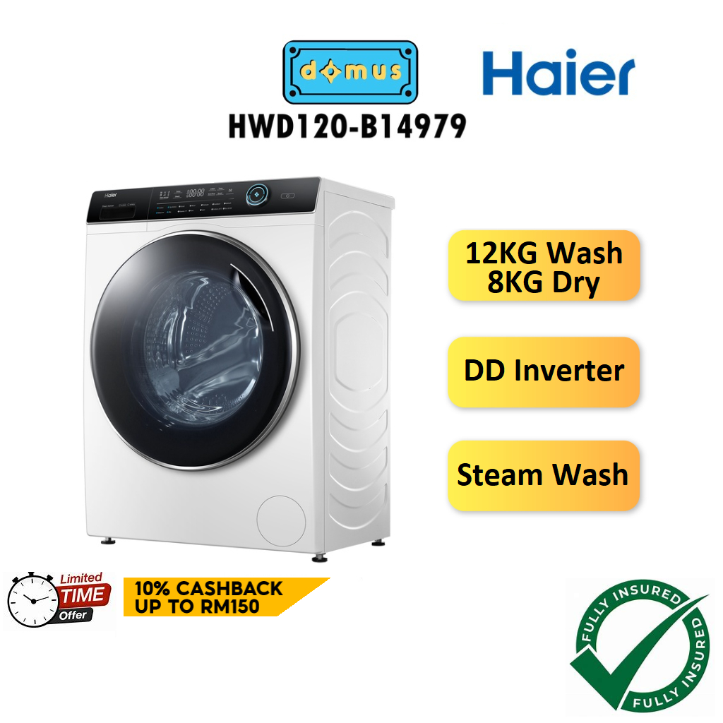 Haier Washer Dryer 2 in 1 Washing Machine Front Load Combo Mesin Basuh