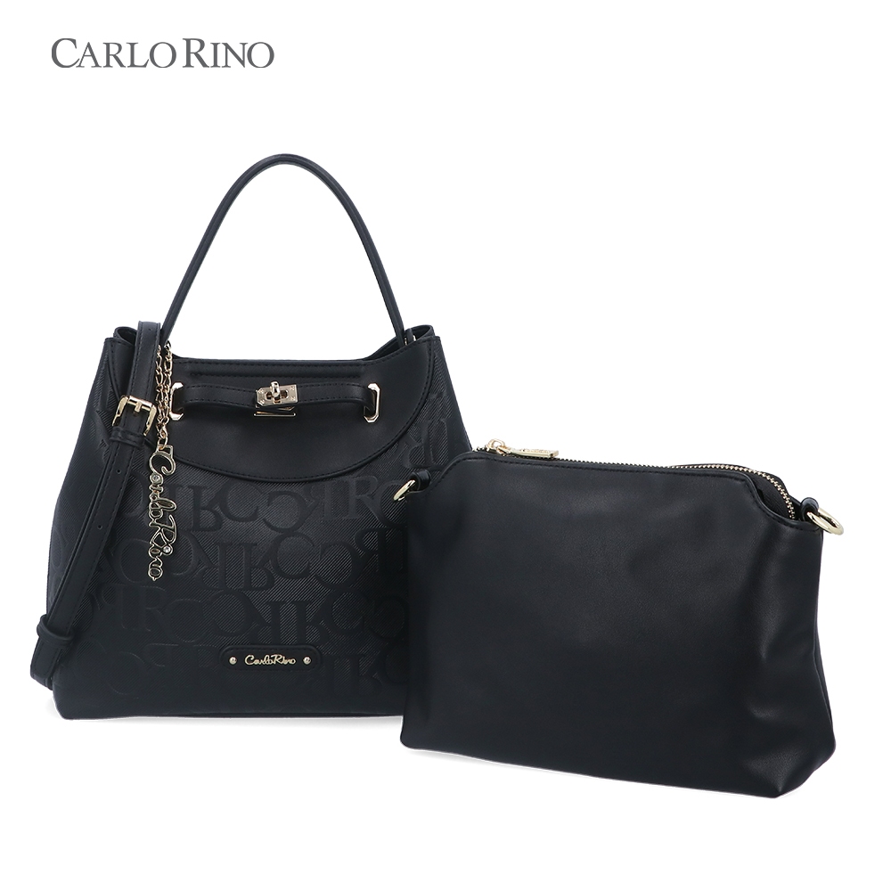 Carlo Rino Black Vienna Bucket Bag in CR Monogram | Shopee Malaysia