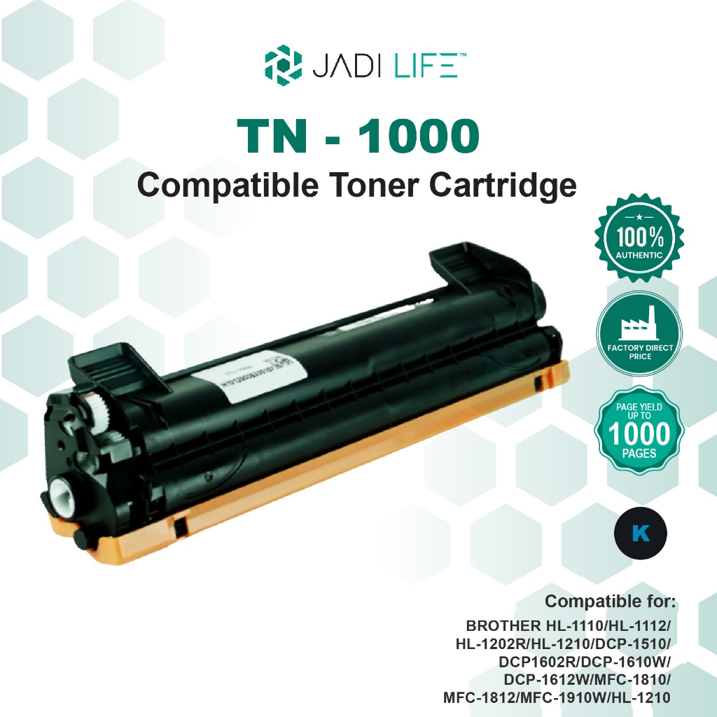 Compatible TN-1000 Laser Toner Cartridge For Use In Brother HL-1110 / HL-1110E  / HL-1110R / HL-1112 / HL-1112E